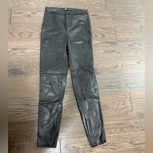Zara Black Leather Leggings with Zipper at Ankle